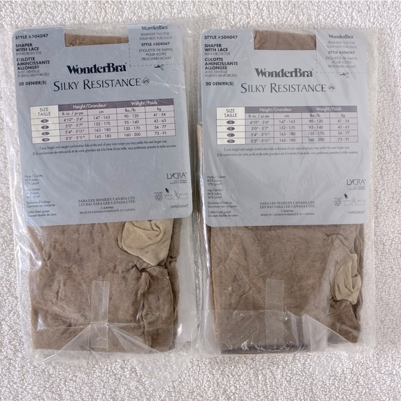 Wonderbra Silky Resistance Tights In Mink Vision W Shaper Lace Reinforced Toe x2 - Picture 4 of 5